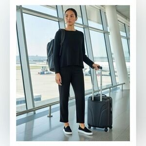 Eileen Fisher Black Slouch Ankle‎ L Large Pants Women’s Lazy hug pant NWT $158